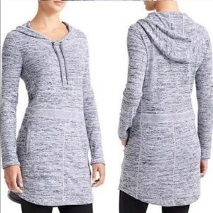 Athleta Sweater Dress Techie Sweat Popover Dress Size Small Gray